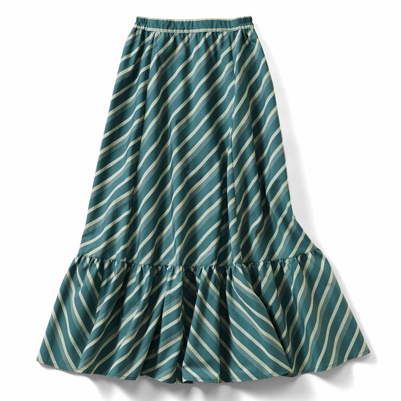 IEDIT|ストライプ柄切り替えスカート〈グリーン〉ＩＥ